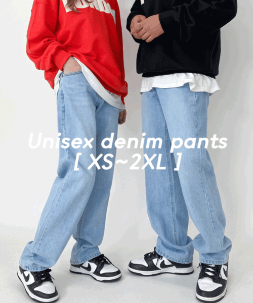 [ unisex ] 남녀공용 커플 세미와이드 데님 청바지 5color