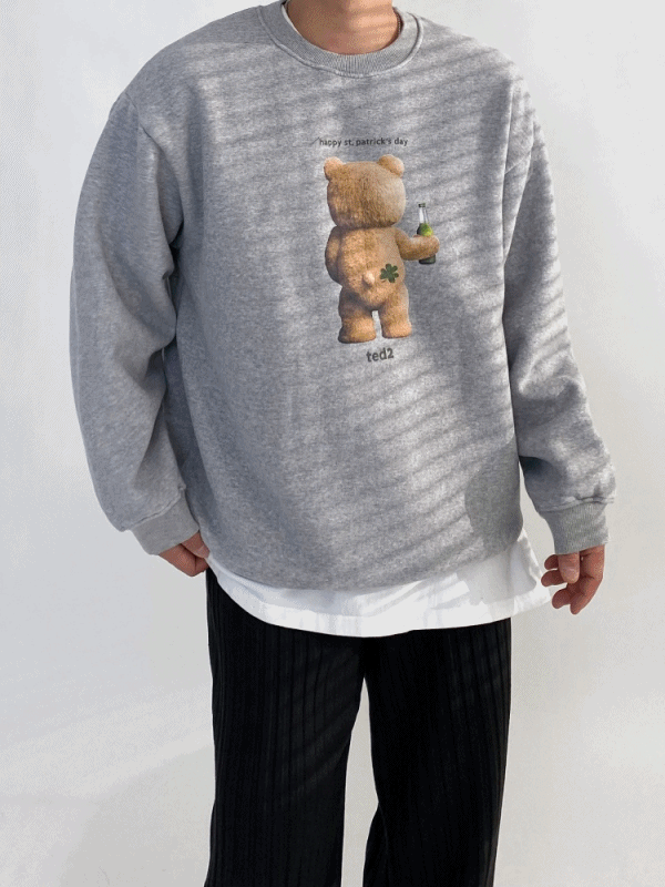 [ 3컬러 ] 양기모 곰인형 프린팅 오버핏 맨투맨